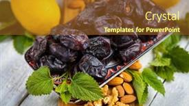  Presentation with popular - PPT theme with fresh-sweet-date-fruits-popular background and a tawny brown colored foreground