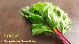  Presentation with swiss chard - PPT theme with fresh swiss chard on wooden background and a  colored foreground