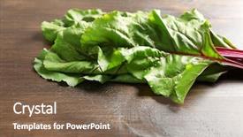  Presentation with swiss chard - Theme enhanced with fresh swiss chard on wooden background and a  colored foreground