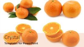  Presentation with cut - PPT theme featuring fresh-tangerines-some-leaves background and a yellow colored foreground