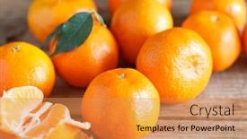  Presentation with pile of fresh cassava - Beautiful PPT theme featuring fresh tangerines backdrop and a gold colored foreground