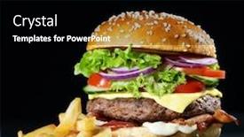  Presentation with burger - Slides enhanced with fresh-tasty-burger-with-crunchy background and a black colored foreground