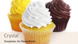  Presentation with cupcakes - Slide deck consisting of fresh-tasty-cupcakes-on-white background and a yellow colored foreground