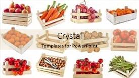  Presentation with fresh fruits vegetables - Amazing PPT theme having nuts in a wooden crate backdrop and a lemonade colored foreground