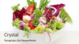  Presentation with greek - Presentation theme enhanced with fresh tasty salad isolated background and a soft green colored foreground