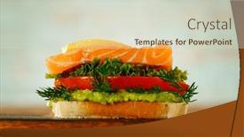  Presentation with fresh avocado - Presentation design consisting of fresh-tasty-sandwich-with-salmon background and a soft green colored foreground