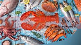  Presentation with served - Amazing slide deck having fresh tasty seafood served backdrop and a red colored foreground