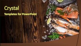  Presentation with served - PPT theme consisting of fresh tasty seafood served background and a  colored foreground