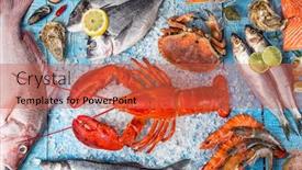  Presentation with seafood - Slide set with fresh-tasty-seafood-served background and a red colored foreground