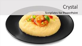  Presentation with grit - Presentation design having fresh tasty shrimp and grit background and a  colored foreground