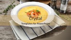  Presentation with shrimp - Presentation design enhanced with fresh tasty shrimp and grit background and a  colored foreground