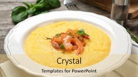  Presentation with closeup of foosball table soccer - Amazing presentation theme having fresh tasty shrimp and grit backdrop and a  colored foreground