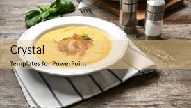  Presentation with shrimp - Presentation consisting of fresh tasty shrimp and grit background and a yellow colored foreground