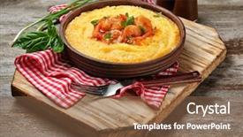  Presentation with grit - Beautiful presentation design featuring fresh tasty shrimp and grit backdrop and a  colored foreground