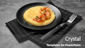  Presentation with shrimp - Presentation theme with fresh tasty shrimp and grit background and a  colored foreground