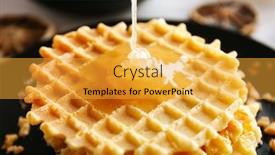  Presentation with waffles - Beautiful presentation theme featuring fresh tasty waffles with honey closeup backdrop and a gold colored foreground