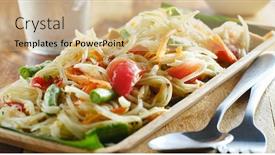  Presentation with fresh papaya - PPT theme featuring fresh-thai-papaya-salad background and a coral colored foreground