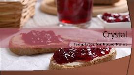  Presentation with butter - Colorful PPT layouts enhanced with fresh toast with butter and jam on table close up backdrop and a coral colored foreground