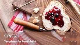  Presentation with blackcurrant - Cool new slide set with fresh toast with homemade butter and blackcurrant jam on wooden background backdrop and a violet colored foreground
