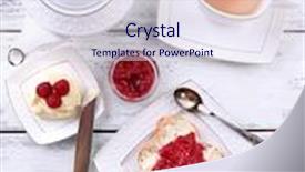  Presentation with butter - Amazing slide deck having fresh toast with homemade butter and raspberry jam on plate on wooden background backdrop and a sky blue colored foreground