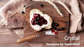  Presentation with blackcurrant - PPT theme enhanced with fresh toast with homemade butter and blackcurrant jam on wooden background background and a tawny brown colored foreground