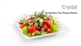  Presentation with fresh fruits salad on white - PPT theme featuring fresh tomato and cucumber salad background and a white colored foreground