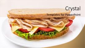  Presentation with wafer - Audience pleasing presentation design consisting of fresh tomato and lettuce sandwich backdrop and a coral colored foreground