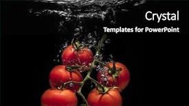  Presentation with fresh water - Presentation theme having fresh tomato dropped into water background and a  colored foreground