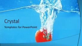  Presentation with gravity rain blue water drop splash - Beautiful slide deck featuring fresh tomato falling in water backdrop and a  colored foreground