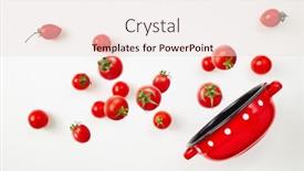  Presentation with food red - Presentation design consisting of fresh-tomato-falling-into-red background and a lemonade colored foreground