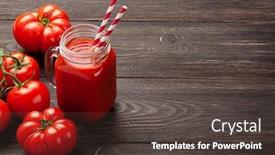  Presentation with tomato juice - Audience pleasing PPT theme consisting of fresh-tomato-juice-and-ripe backdrop and a dark gray colored foreground