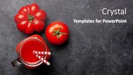  Presentation with tomato juice - Cool new slide deck with fresh-tomato-juice-and-ripe backdrop and a dark gray colored foreground