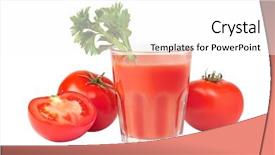  Presentation with tomato juice - Theme featuring fresh tomatoes and a glass full of tomato juice background and a white colored foreground
