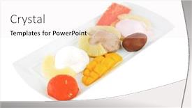  Presentation with tropical ice cream - Slide set consisting of fresh-tropical-fruits-and-ice background and a white colored foreground