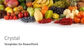  Presentation with copy space - Cool new presentation design with fresh-tropical-fruits-harvest-pile backdrop and a white colored foreground
