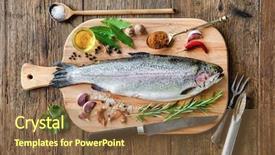  Presentation with trout - Colorful presentation design enhanced with fresh trout fish with spices backdrop and a tawny brown colored foreground