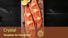  Presentation with healthy nutrition - Slide deck featuring fresh-trout-salmon-filet background and a tawny brown colored foreground