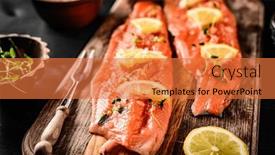  Presentation with healthy nutrition - Presentation theme having fresh-trout-salmon-filet background and a red colored foreground