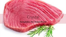  Presentation with tuna - Presentation theme consisting of fresh-tuna-steak-nad-rosemary background and a coral colored foreground