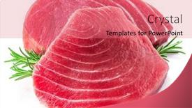  Presentation with tuna - PPT theme enhanced with fresh-tuna-steaks-isolated background and a coral colored foreground