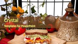  Presentation with shredded cheese - PPT theme with turkey sandwich with honey rosted background and a tawny brown colored foreground