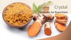  Presentation with turmeric - Presentation theme having fresh-turmeric-rhizome-and-turmeric background and a coral colored foreground