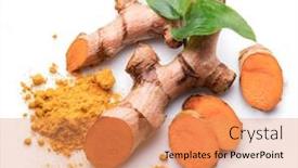  Presentation with turmeric - Slide set with fresh-turmeric-rhizome-and-turmeric background and a coral colored foreground