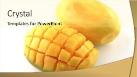  Presentation with mango juice - Beautiful presentation theme featuring fresh two mango served backdrop and a blonde colored foreground