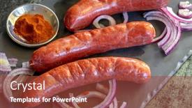 Presentation with chorizo - Audience pleasing presentation design consisting of fresh-uncooked-chorizo-sausages backdrop and a red colored foreground