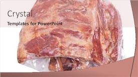  Presentation with fresh meat - PPT theme enhanced with fresh-vacuum-packed-meat-isolated background and a coral colored foreground