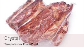  Presentation with fresh meat - Colorful presentation theme enhanced with fresh-vacuum-packed-meat-isolated backdrop and a soft green colored foreground