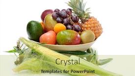  Presentation with fresh fruits vegetables - Amazing theme having fresh various fruits and vegetables backdrop and a yellow colored foreground