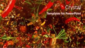  Presentation with freeze - Presentation theme featuring fresh-various-spices-and-herbs background and a tawny brown colored foreground