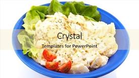  Presentation with vegan - Amazing presentation theme having fresh-vegan-potato-salad backdrop and a blonde colored foreground